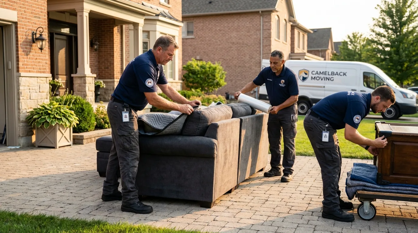 Large estate moving crew wrapping furniture in Belle Rose, LA